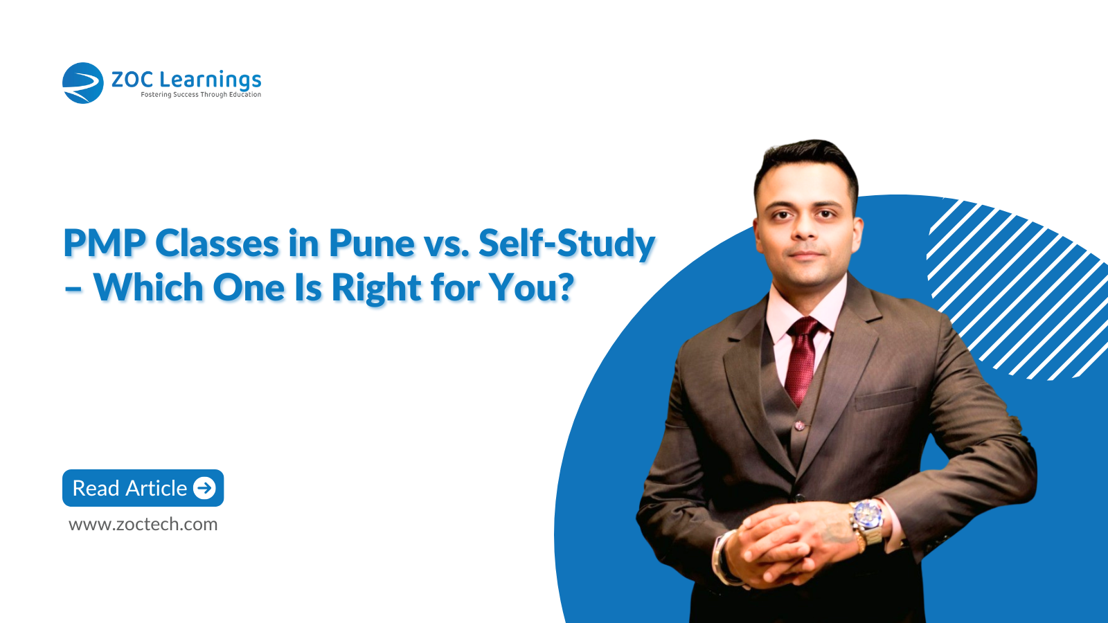 The man in coat is explaining which one is the best PMP classes in Pune or Self Study